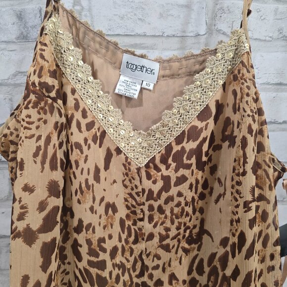 Together Size 10 Women Cheetah‎ Maxi Spaghetti Strap Tank Dress NWT - Picture 4 of 8